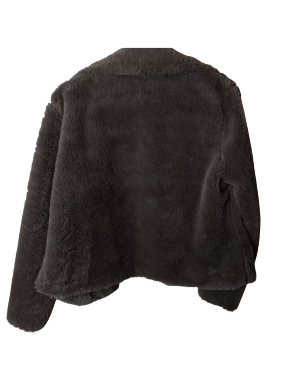 Cotton Emporium Womens Faux Fur Cropped Jacket Gray Size M Hook Plush Fuzzy USA - Picture 7 of 10
